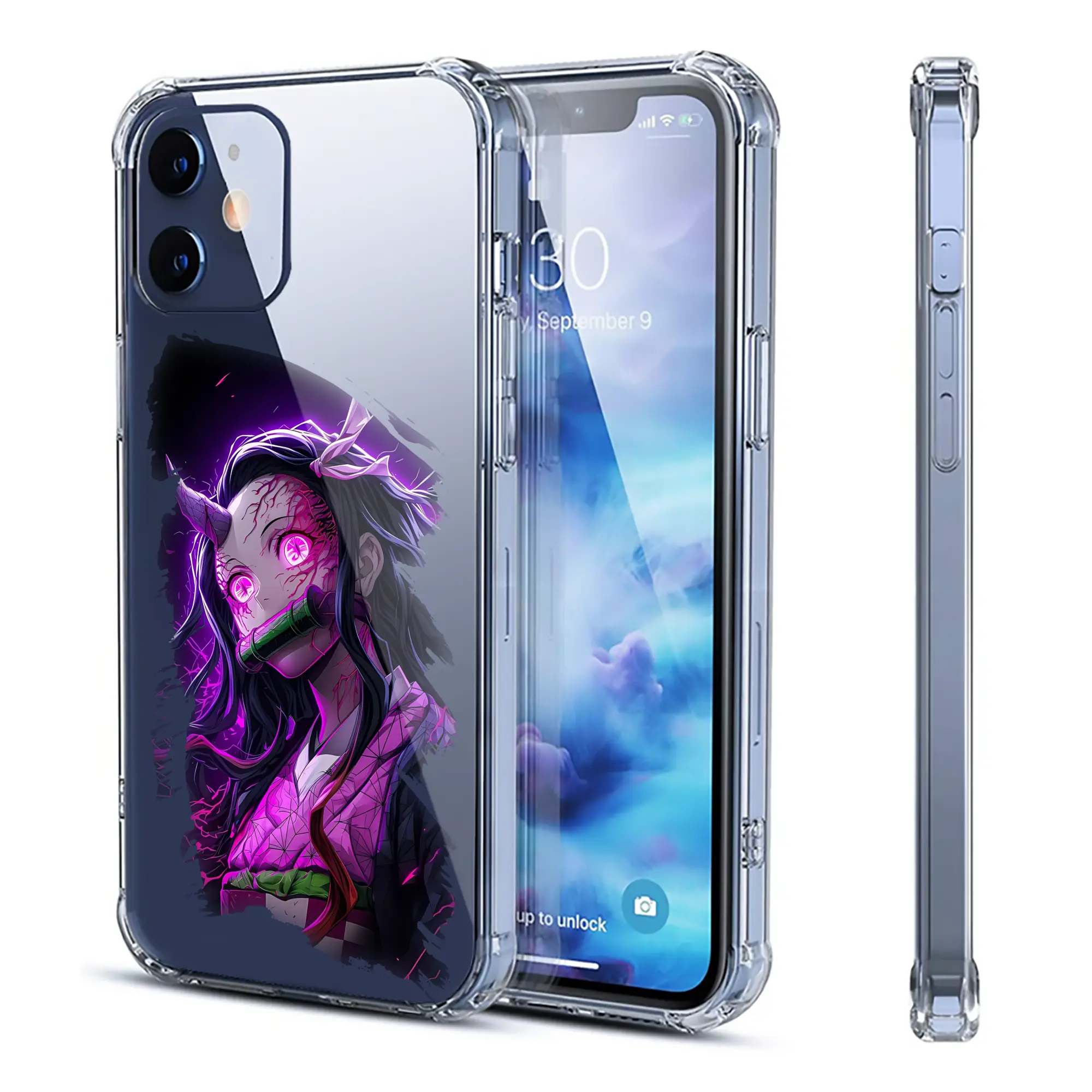 鬼滅の刃 グッズ,竈門 禰豆子 - IPhone 12シリーズ対応 ・ 透明スマホケース ・ クリアソフトケース ・ TPU素材 ・ 耐衝撃 ・ 高密着 ・ 防汚 防指紋 ・ 簡単着脱